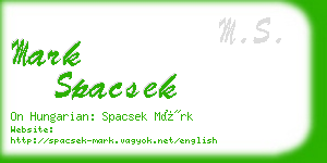 mark spacsek business card